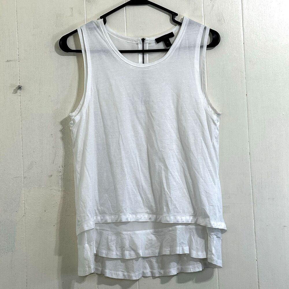 J Crew Tank Top Size Small Women’s White Layered Sleeveless Ruffle High Neck